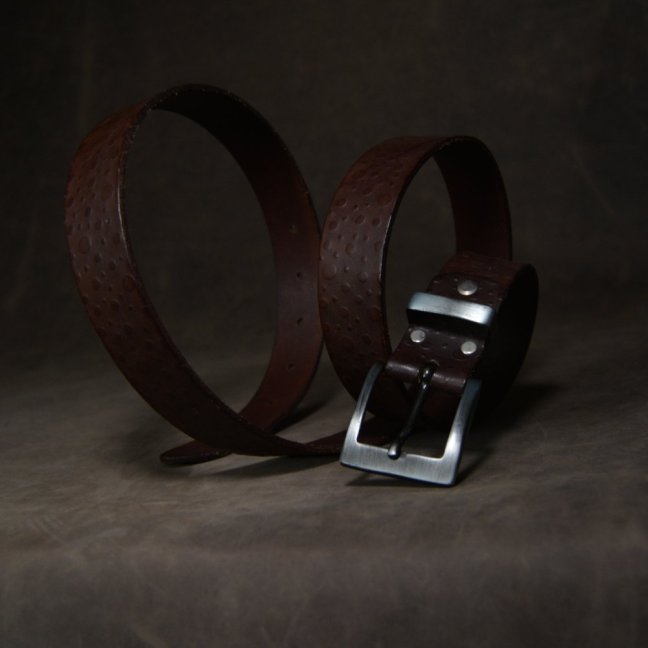 Kožený opasek - Relief hnědý