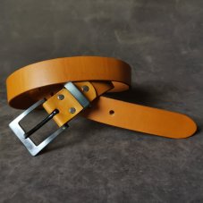 Kožený opasek - Klasik  žlutý