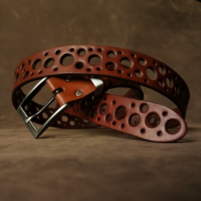 Kožený opasek - Dots   hnědý