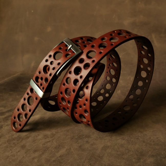 Kožený opasek - Dots   hnědý
