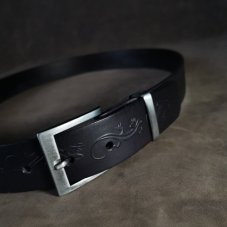 Kožený opasek - Relief černý, ještěrkový