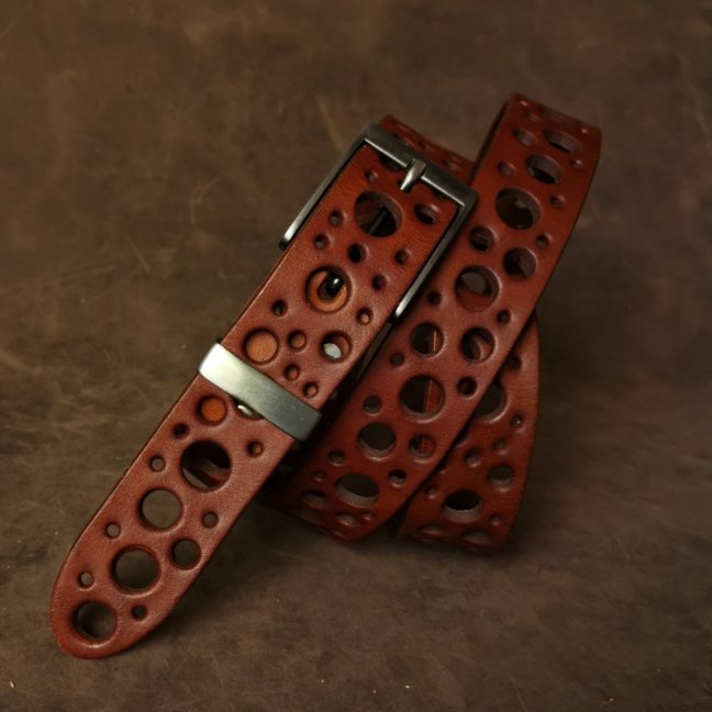 Kožený opasek - Dots   hnědý