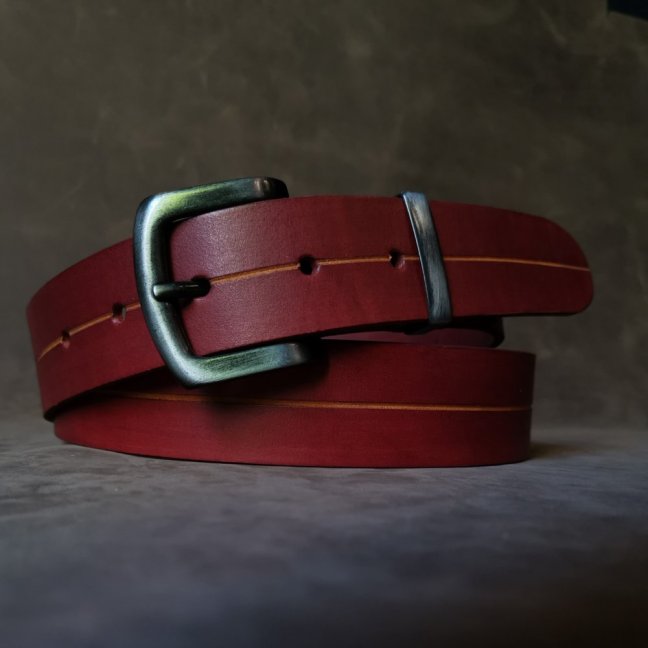 Kožený opasek - Lineal studeně vínový