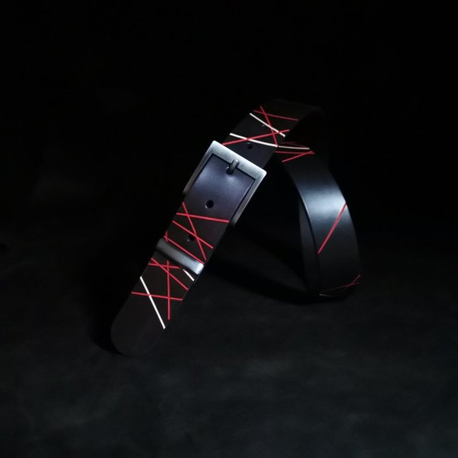 Kožený opasek  Grafic černý