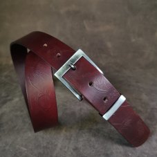 Kožený opasek - Relief hnědý