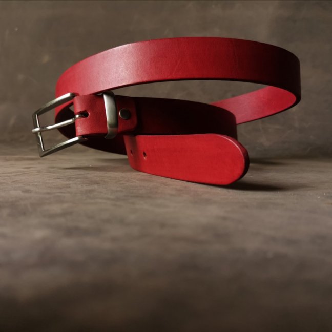 Kožený opasek - Klasik malinový