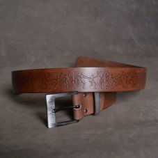 Kožený opasek - Relief hnědý