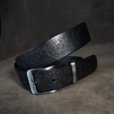 Kožený opasek - Relief černý