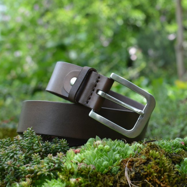 Kožený opasek - Luxusní s nerezovou přezkou