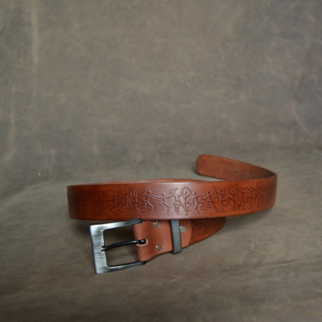 Kožený opasek - Relief hnědý