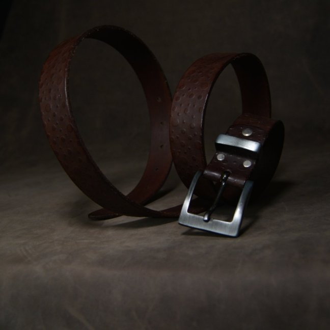 Kožený opasek - Relief hnědý