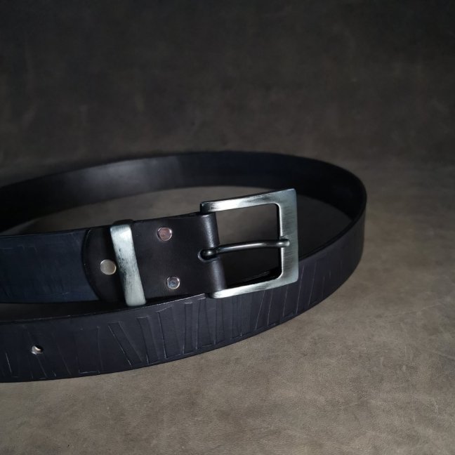 Kožený opasek - Geometry černý