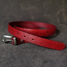 Kožený opasek - Relief červený