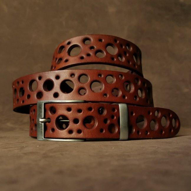 Kožený opasek - Dots   hnědý
