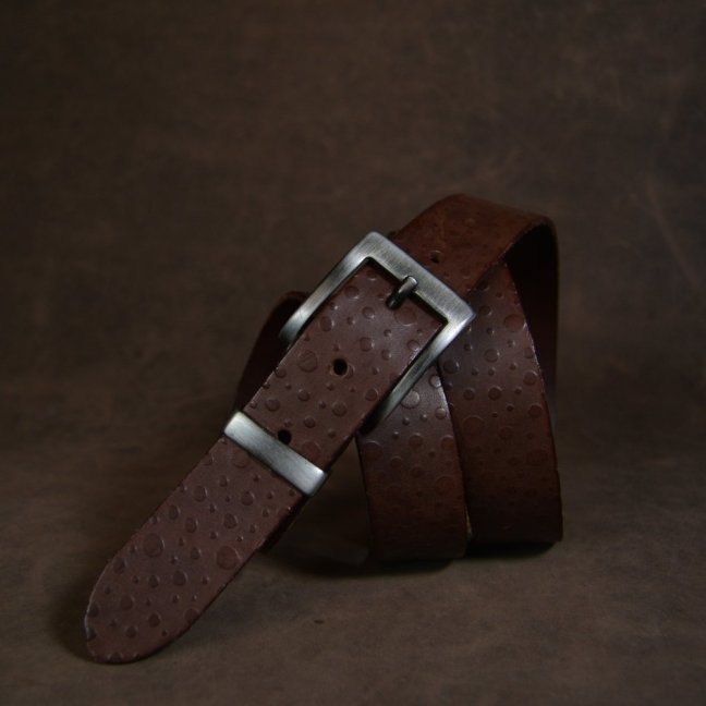 Kožený opasek - Relief hnědý