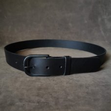 Kožený opasek - Klasik černý s černou přezkou