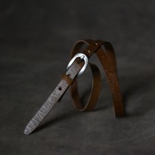 Kožený opasek - Relief středně hnědý