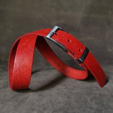 Kožený opasek - Relief  červený