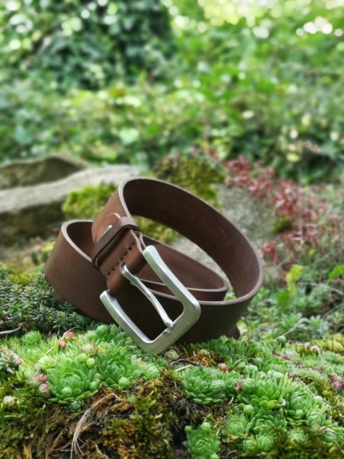 Kožený opasek - Luxusní s nerezovou přezkou