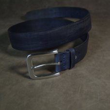 Opasek nepravidelně inkoustově modrý s nerez přezkou