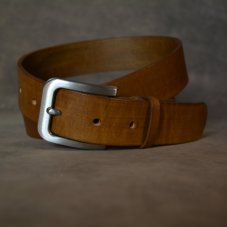 Opasek světle hnědý s nerez přezkou