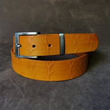 Kožený opasek - Relief žlutý 