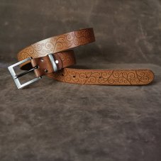 Kožený opasek - Relief  světle hnědý