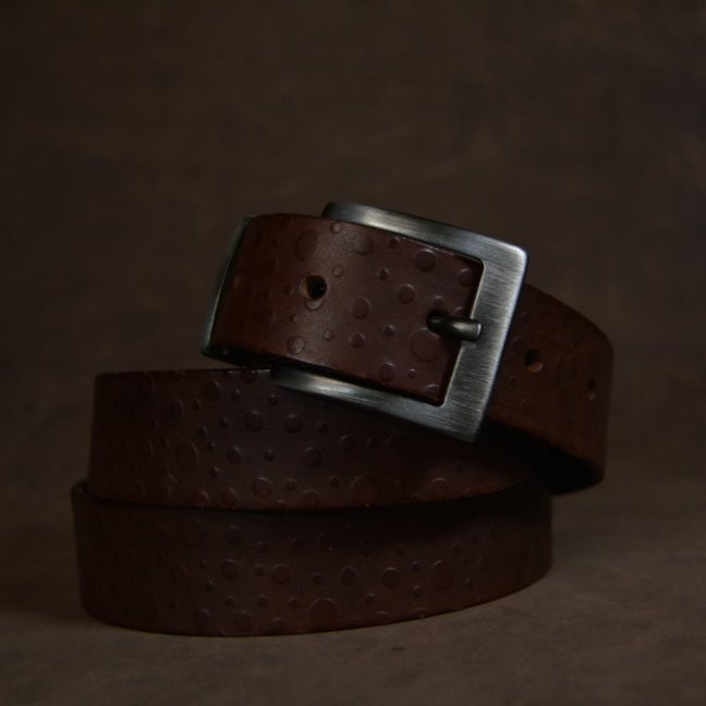 Kožený opasek - Relief hnědý