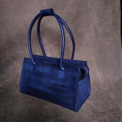 Modrá luxusní, kufříková kabelka, velká