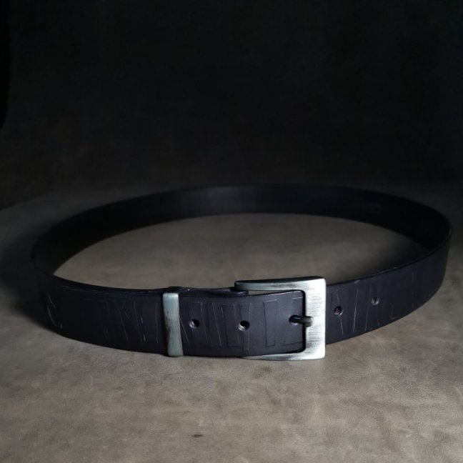 Kožený opasek - Geometry černý