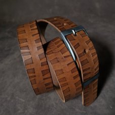 Kožený opasek - Geometry světle hnědý