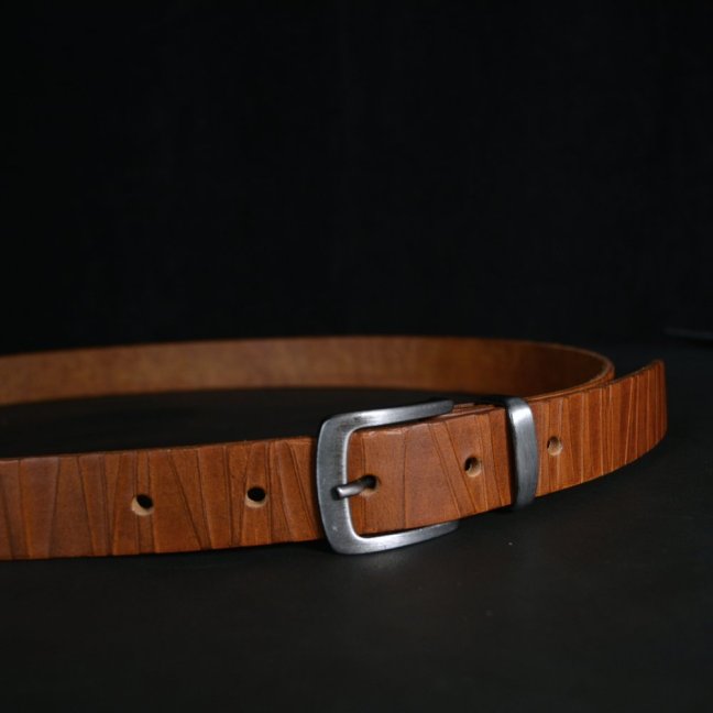 Kožený opasek - Geometry rezavě hnědý