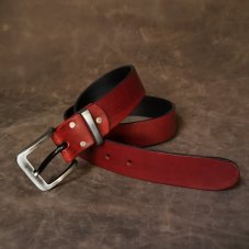 Kožený opasek - Klasik tmavě červený
