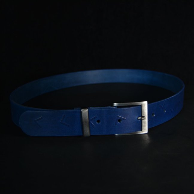 Kožený opasek - Geometry modrý