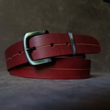 Kožený opasek - Lineal studeně vínový