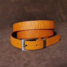 Kožený opasek - Relief žlutý
