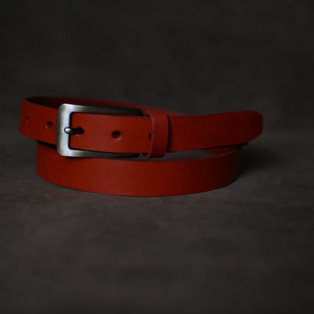 Kožený opasek - Klasik červený