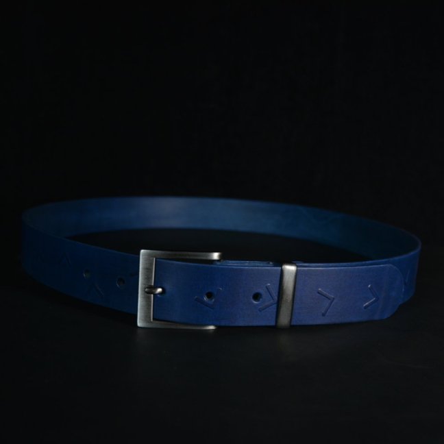 Kožený opasek - Geometry modrý