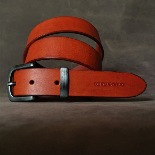 Kožený opasek - Klasik oranžový