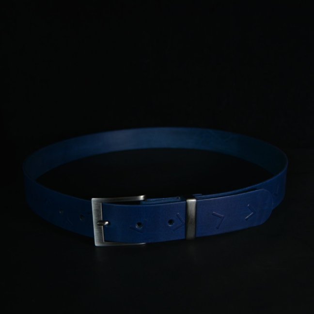 Kožený opasek - Geometry modrý