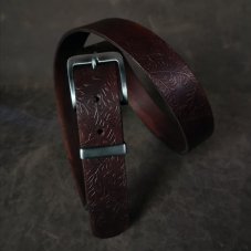 Kožený opasek - Relief tmavě hnědý