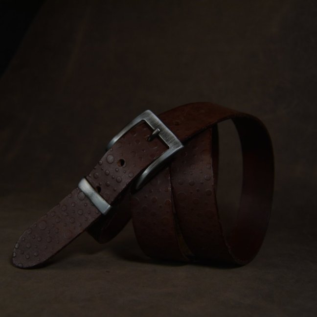 Kožený opasek - Relief hnědý