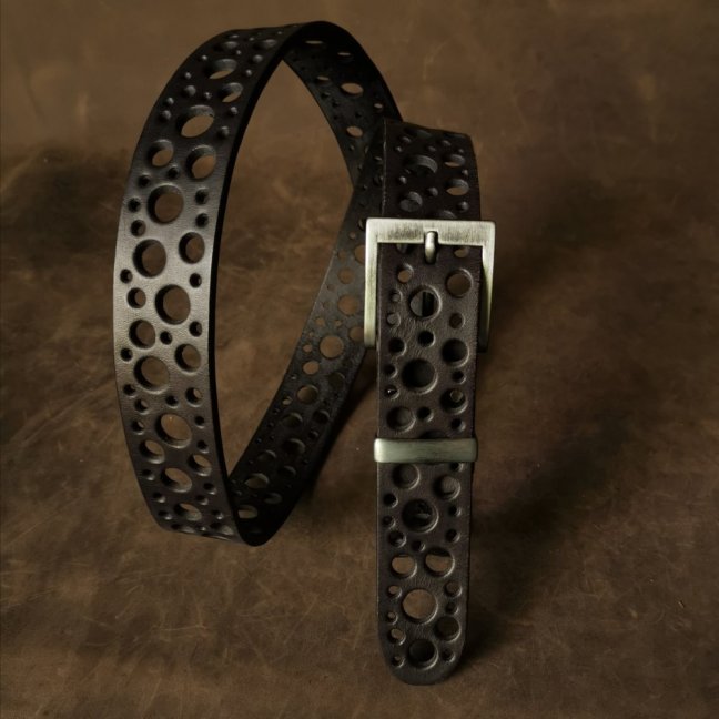 Kožený opasek - Dots  černý