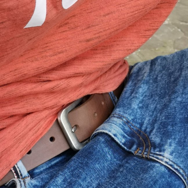 Kožený opasek - Luxusní s nerezovou přezkou