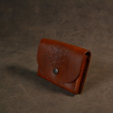 Pouzdro na karty, minipeněženka na druk- rezavě hnědé, spirálky