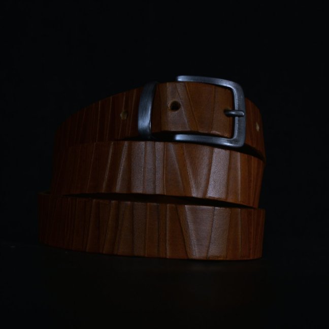 Kožený opasek - Geometry rezavě hnědý