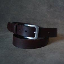 Opasek tmavě hnědý s nerez přezkou