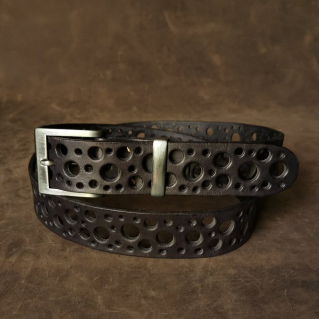 Kožený opasek - Dots  černý