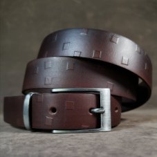 Kožený opasek - Geometry hnědý