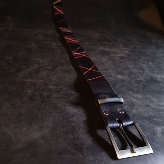 Kožený opasek  Grafic černý